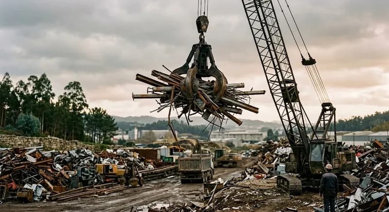 Grua de garra a levantar aço